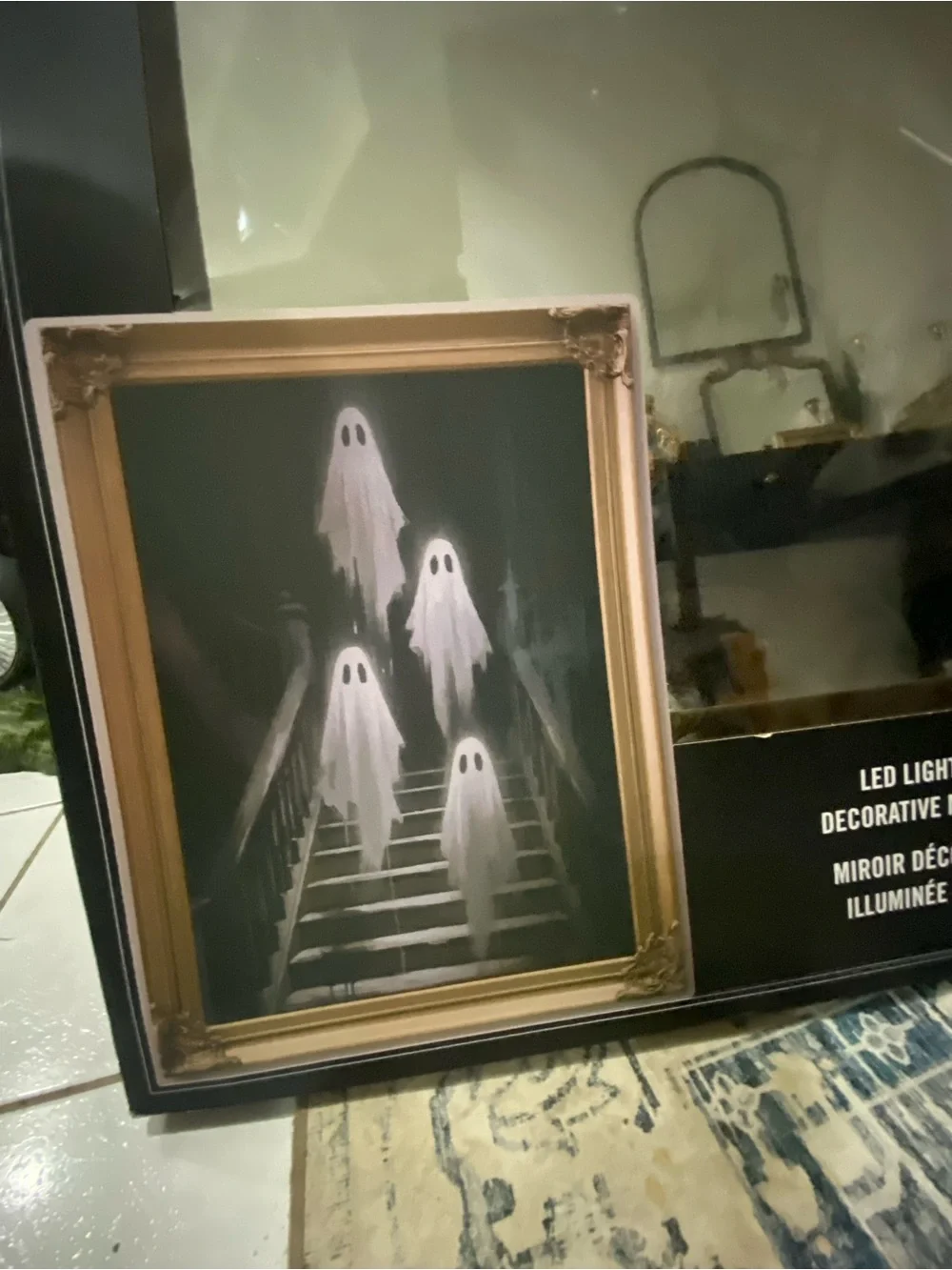 Martha Stewart Black Decorative LED ghost staircase Halloween mirror